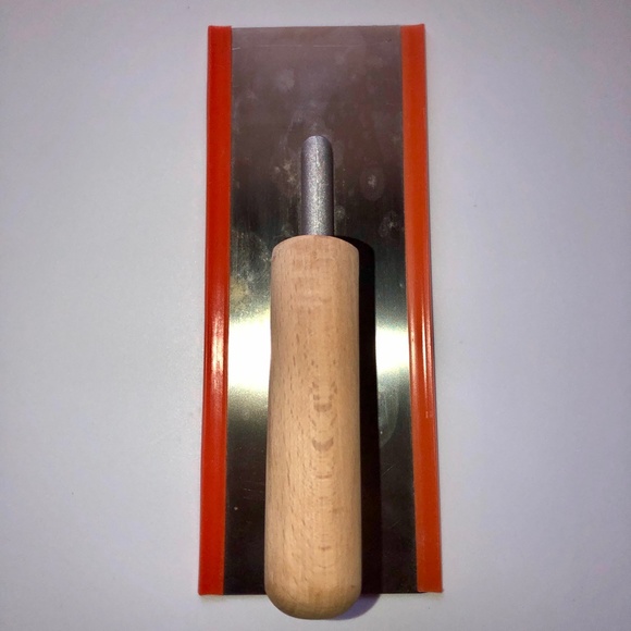 VENETIAN PLASTERING TROWEL Trapezoid Stainless Steel Round Edge Wood Handle Tool - Picture 2 of 11